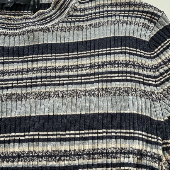 Theory~Silk Blend Pullover~Women’s S~Blue/Cream Striped~Long Sleeve~Ribbed - Picture 7 of 9